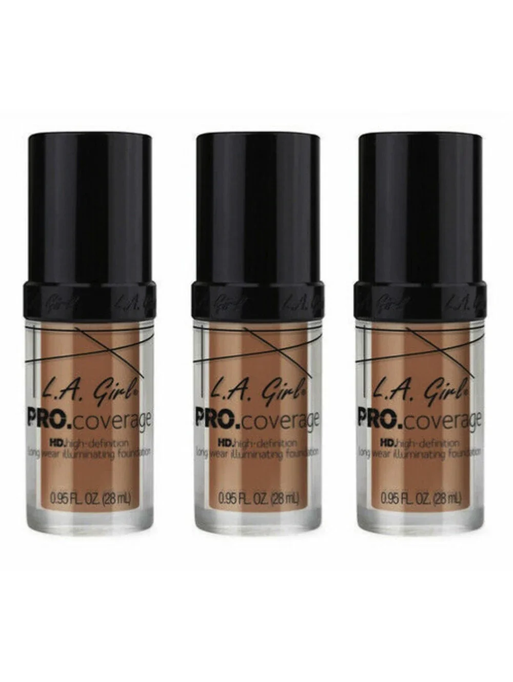 3-Pack: NEW L.A. Girl Pro Coverage Liquid Foundation in Soft Honey (Sealed)